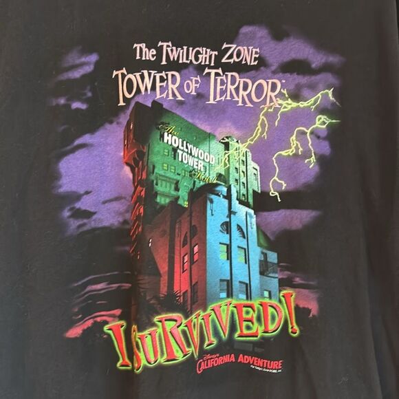 Disney Vintage Tower of Terror Twilight Zone Hanes Black  Graphic Tee XL RARE! - Picture 2 of 5
